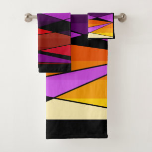 Abstract modern geometric shapes triangles orange bath towel set