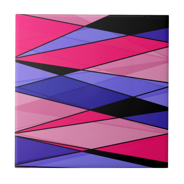 Abstract modern geometric shapes triangles pink bl tile (Front)