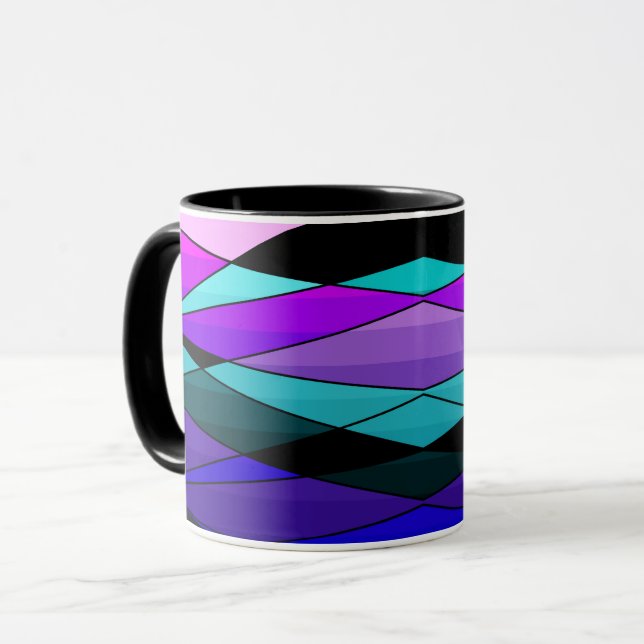 Abstract modern geometric shapes triangles pink pu mug (Front Left)