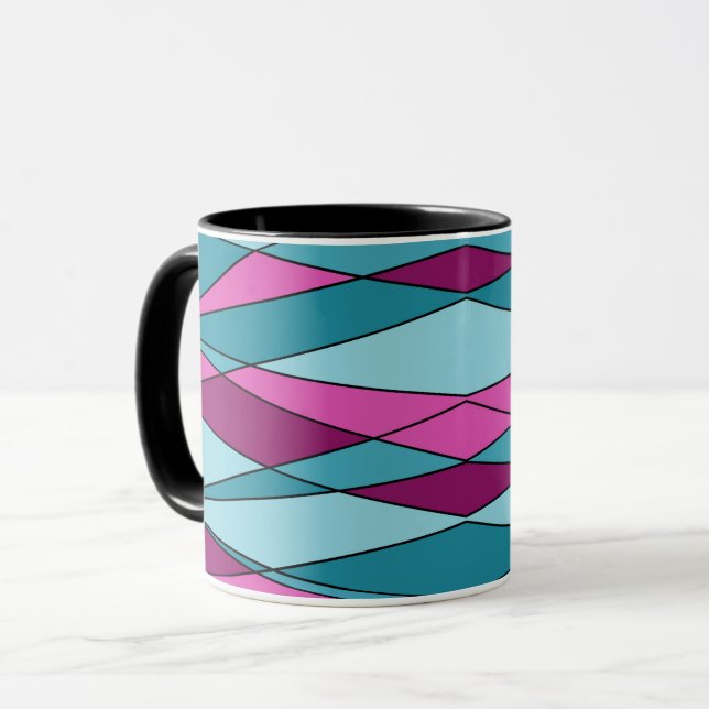 Abstract modern geometric shapes triangles pink tu mug (Front Left)