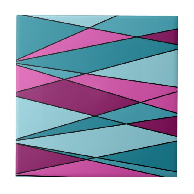 Abstract modern geometric shapes triangles pink tu tile (Front)