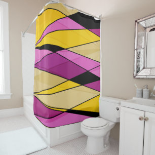 Abstract modern geometric shapes triangles pink ye shower curtain