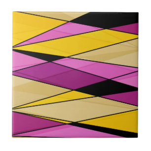 Abstract modern geometric shapes triangles pink ye tile