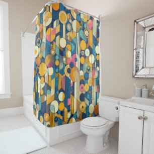 Abstract modern geometric shower curtain
