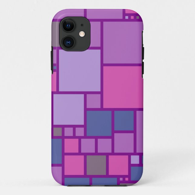 Abstract Modern Geometric Squares | Pink Purple Case-Mate iPhone Case (Back)