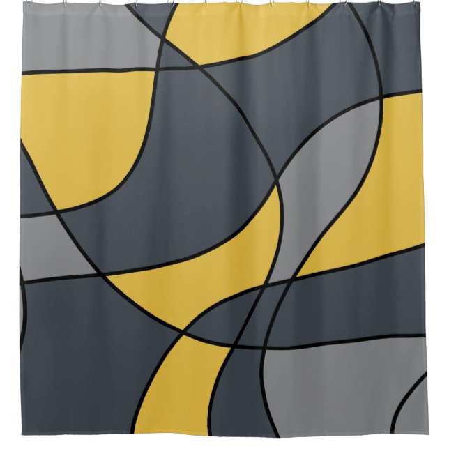 Abstract, modern, geometric, trendy pattern shower curtain (Front)