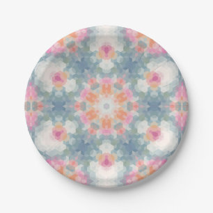 Abstract modern geometrical ornamental print blue paper plate