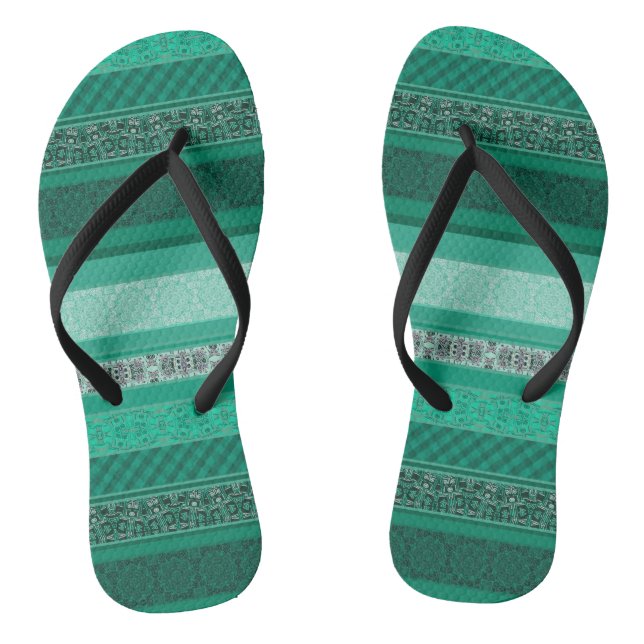 Abstract modern geometrical ornamental retro patch jandals (Footbed)