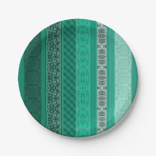 Abstract modern geometrical ornamental retro patch paper plate