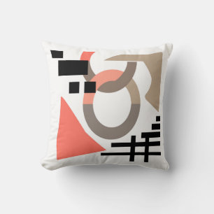 Abstract modern geometrical shapes elements coral cushion