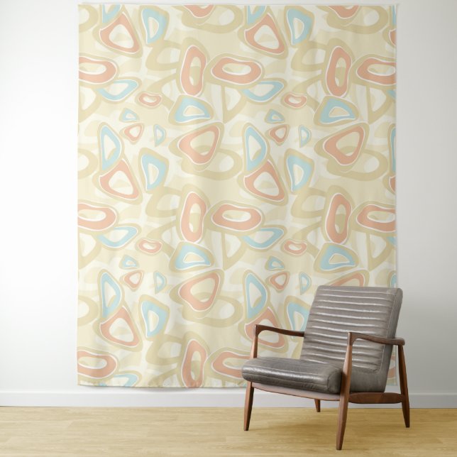 Abstract modern geometrical shapes pastel retro vi tapestry (In Situ)