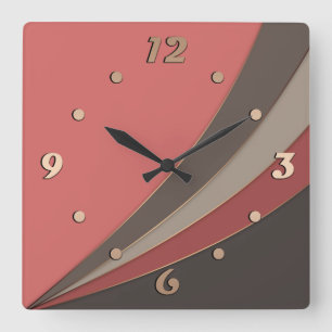 Abstract modern geometrical simple print square wall clock