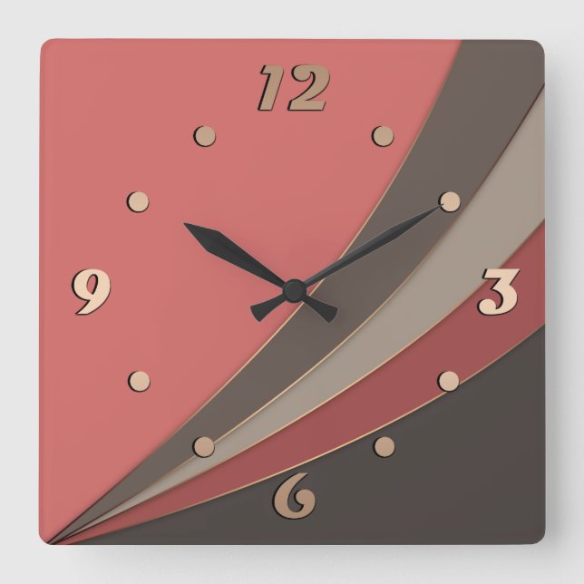 Abstract modern geometrical simple print square wall clock (Front)