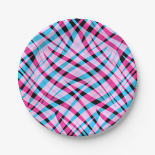 Abstract modern geometrical striped bright summer paper plate