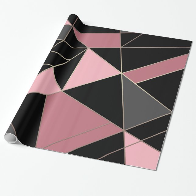 Abstract modern geometrical triangles print wrapping paper (Unrolled)