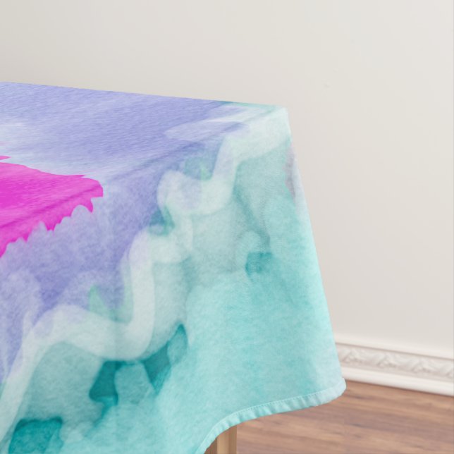 Abstract Modern Girly Pink White Tie Dye Paint Tablecloth (In Situ)