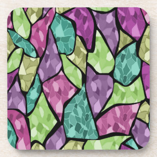 Abstract modern glass mosaic tile pattern bright c coaster