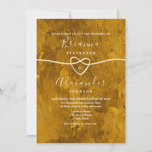 Abstract Modern Glitter Gold Wedding Invitation (Front)