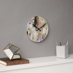 Abstract Modern Gold Pink Round Clock