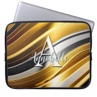 Abstract Modern Gold Silver & Bronze Waves