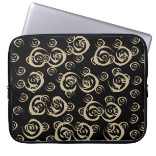 Abstract modern gold spirals pattern  laptop sleeve