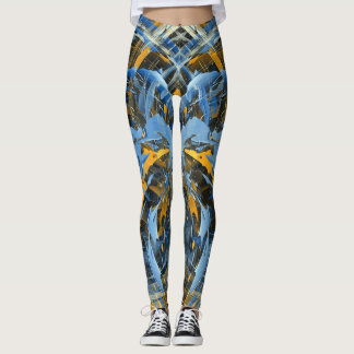 Abstract Modern Ice Swirling Art Leggings