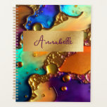 Abstract Modern Jewel & Gold Swirls Planner<br><div class="desc">This modern abstract art planner design is eye-catching and makes a true statement with its rich, jewel colours and textures. Vivid and stunning. Add a name to personalise it. Created by Simply Farmhouse Press.</div>