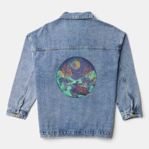 abstract modern landscape denim jacket