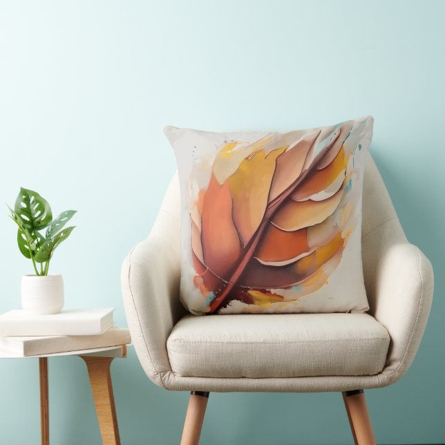 Abstract Modern Leaves Paintings Set, Leaf Cushion (Chair)