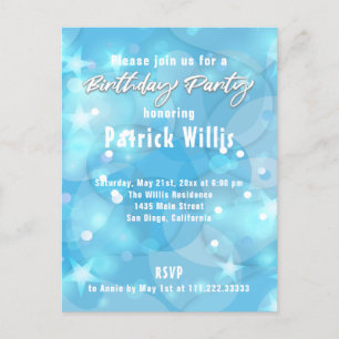 Abstract Modern Light Blue Birthday Party Postcard