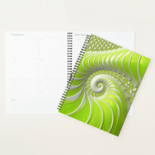 Abstract Modern Lime Green Spiral Fractal Planner