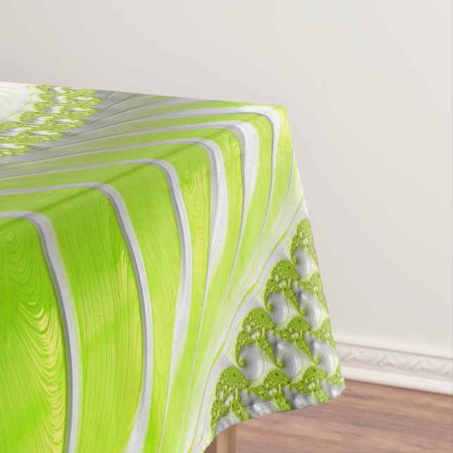 Abstract Modern Lime Green Spiral Fractal Tablecloth (In Situ)