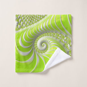 Abstract Modern Lime Green Spiral Fractal Wash Cloth