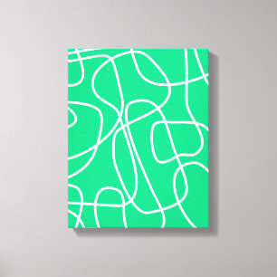 Abstract Modern Line Art in Green Artsy Canvas Print