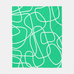 Abstract Modern Line Art in Green Cute Fleece Blanket