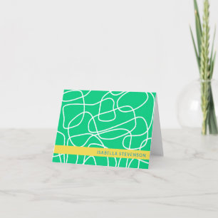 Abstract Modern Line Art in Green Personalised Note Card
