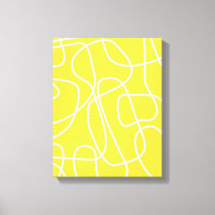 Abstract Modern Line Art in Yellow   Artsy Canvas Print