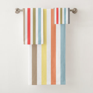 Abstract modern lined lines striped stripe coral o bath towel set
