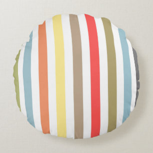 Abstract modern lined lines striped stripe coral o round cushion