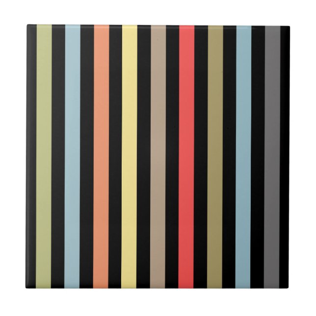 Abstract modern lined lines striped stripe coral o tile (Front)
