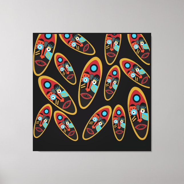 Abstract modern masks pattern canvas print (Front)