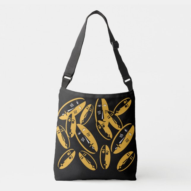 Abstract modern masks pattern crossbody bag (Front)