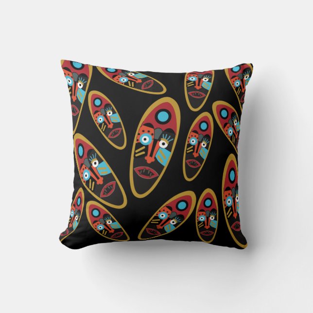 abstract modern masks pattern cushion (Front)