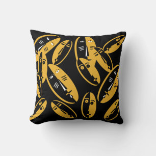abstract modern masks pattern cushion