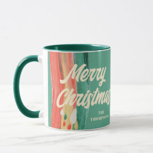 Abstract Modern Merry Christmas Personalised Name Mug