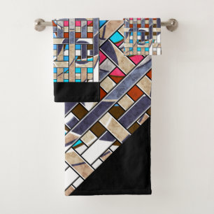 Abstract modern minimalistic art landscape geometr bath towel set