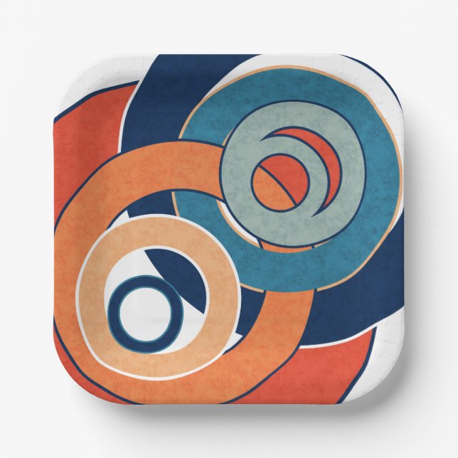 Abstract modern minimalistic art landscape geometr paper plate (Front)