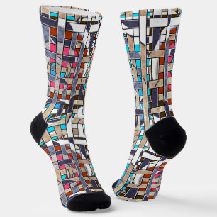 Abstract modern minimalistic art landscape geometr socks