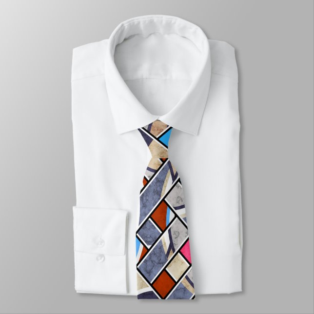 Abstract modern minimalistic art landscape geometr tie (Tied)