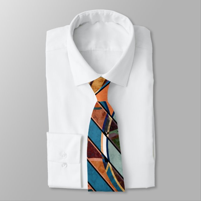 Abstract modern minimalistic art landscape geometr tie (Tied)